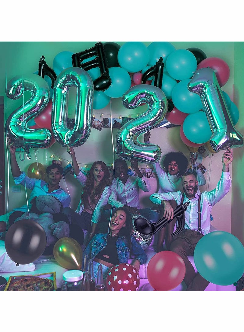 Zikra طقم قوس بالونات عيد الميلاد الموسيقي TIKtok مكون من 141 قطعة، مجموعة بالونات ألمنيوم ذات طابع خاص تحتوي على 139 بالون، لفة واحدة من الغراء وسلسلة بالونات بطول 5 أمتار، زينة حفلات - Image 5