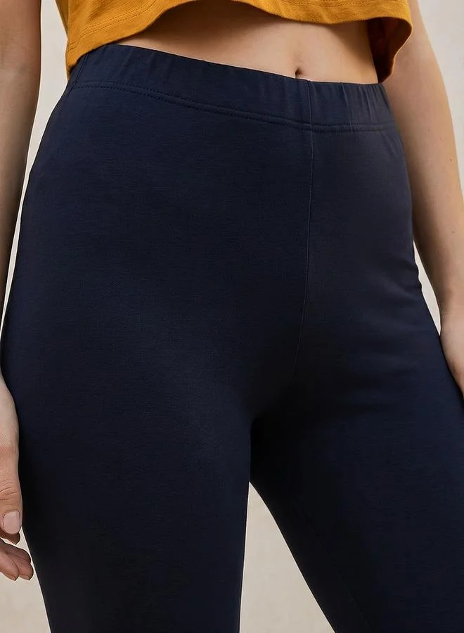 Splash FAV Basics High Waist Cropped UltraStretch Cotton Leggings with Elasticated Waist