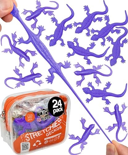 UpBrands 24 Pack PURPLE Super Stretchy Lizard Toys Versatile Birthday Party Favors Rubber Lizards for Kids Reptile Newt Toy StressRelief for Purple Celebrations - Image 1