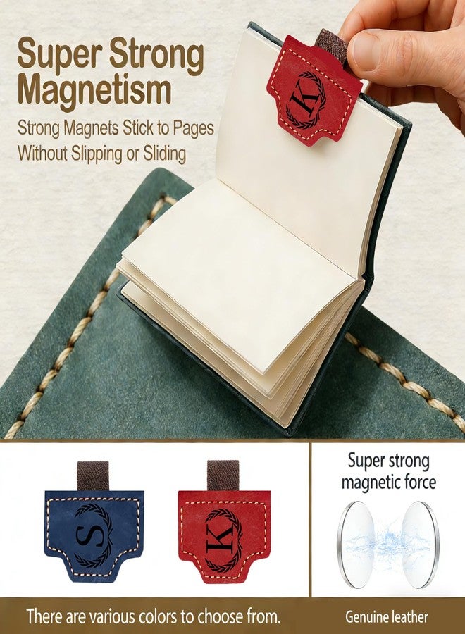 Boan Personalized Magnetic Leather Bookmark with Pen Holder - Engraved Initial Book Marker for Book Lovers, Custom Gift for Readers Teachers Men Women - Initial K (Blue) - Image 4