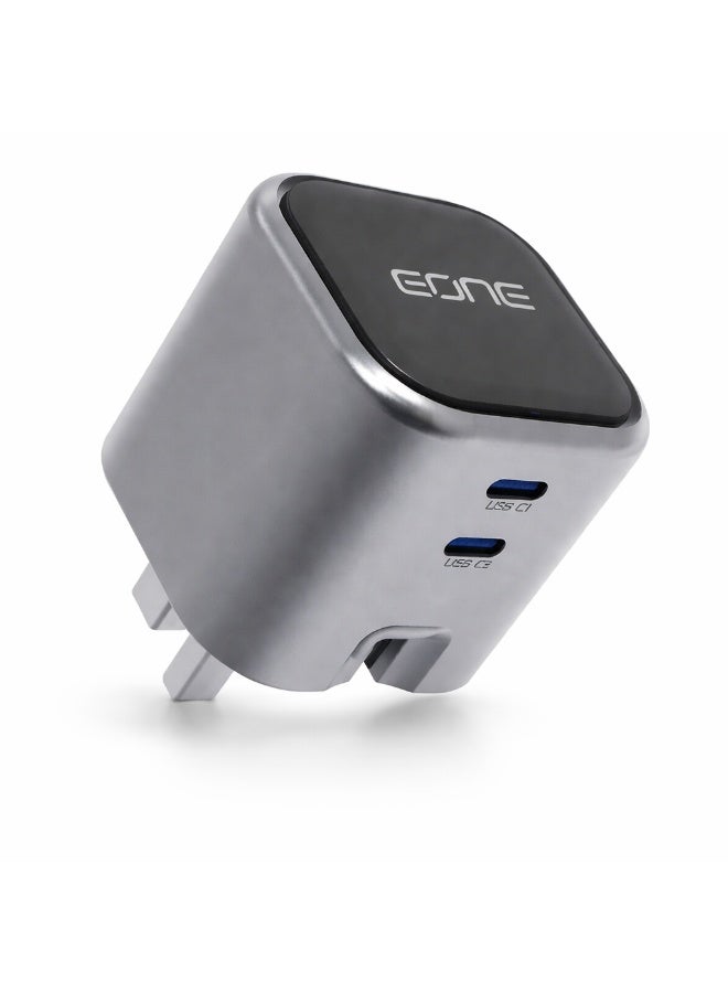 EONE 45W GaN Fast Charger UK Plug, Dual USB-C PD Wall Charger, Foldable Compact Travel Adapter for iPhone 15/14/13, Samsung Galaxy, iPad Pro, Tablets & USB-C Devices - Image 1