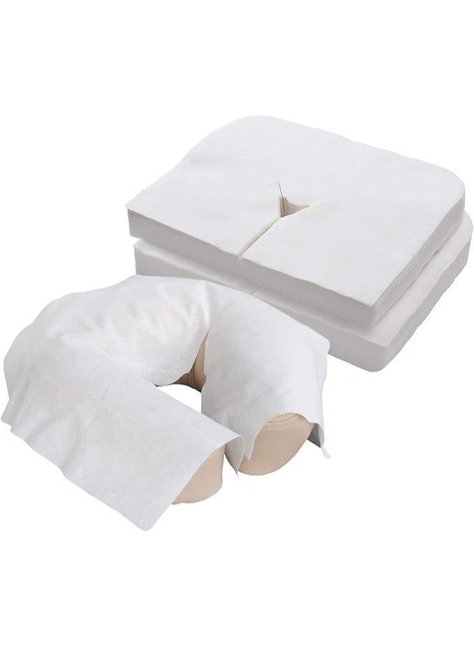 DUNISO 100 Pcs Disposable Face Cradle Covers，Disposable Beauty Salon SPA Headrest Pillow Cover，Massage Face Covers，Medical-Grade, Ultra Soft，for Massage Tables & Massage Chairs,16*12in - Image 1