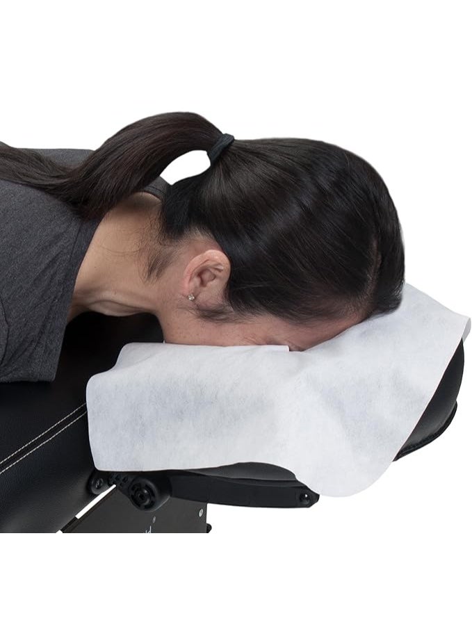 DUNISO 100 Pcs Disposable Face Cradle Covers，Disposable Beauty Salon SPA Headrest Pillow Cover，Massage Face Covers，Medical-Grade, Ultra Soft，for Massage Tables & Massage Chairs,16*12in - Image 3