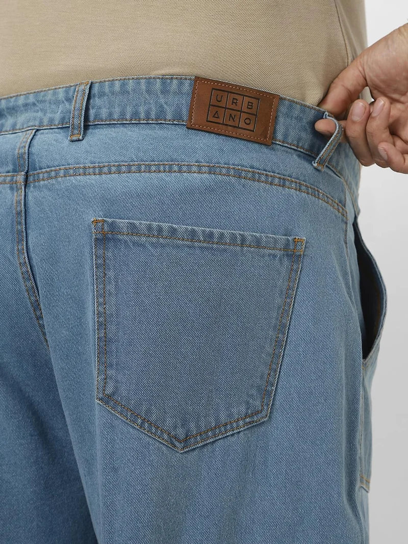 Urbano Fashion  Urbano Plus Men's Ice Blue Loose Fit Cargo Jeans with 6 Pockets Non-Stretchable  | Best Price UAE