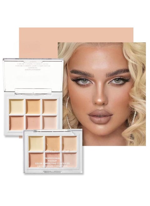 6 Color Correcting Concealer Palette - Covers Acne Marks Dark Circles, Colour Correcting Makeup Palette
