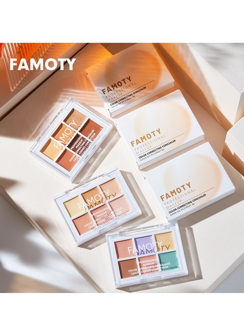 Mei Lifestyle - 6 Color Correcting Concealer Palette - Covers Acne Marks Dark Circles, Colour Correcting Makeup Palette - Image 1