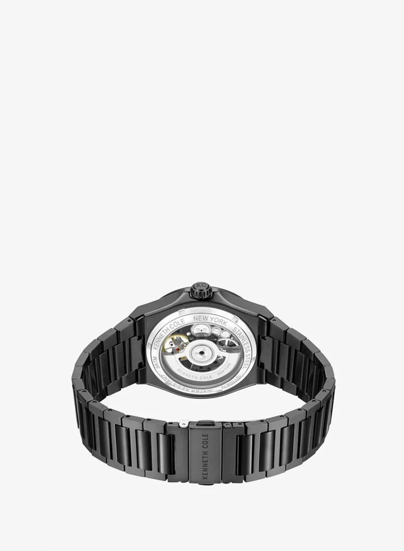 Kenneth Cole New York black Verrazzano Men's 43.5mm Automatic Watch with Black Dial & Stainless Steel Bracelet for Men | Best Price UAE