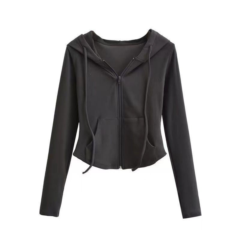 2024 Chic Spicy Hoodie Crop Top charcoal gray - Image 1