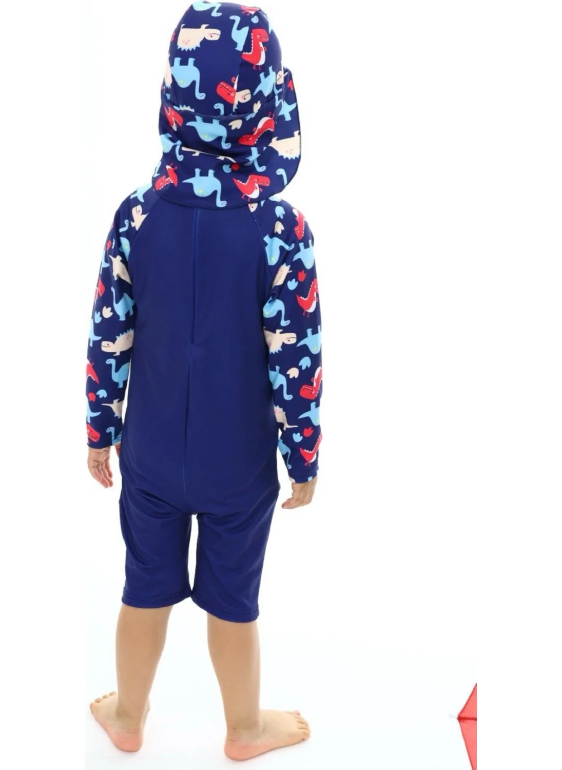 Podium Giyim Podium Clothing New Season Cute Dinosaur UV Protection Long Sleeve Zippered Hat Baby-Child Swimsuit Set