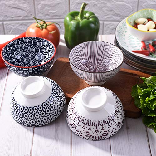BOSILI Japanese Rice Bowl Set of 4 Ceramic Sushi Bowls Suitable for Dessert Snacks Cereal Soup Sauce - Image 5