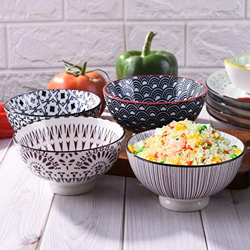 BOSILI Japanese Rice Bowl Set of 4 Ceramic Sushi Bowls Suitable for Dessert Snacks Cereal Soup Sauce - Image 3