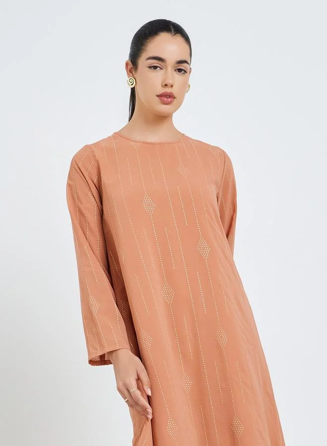 Amirah Women Peach Ruffled Hem Maxi Jalabiya