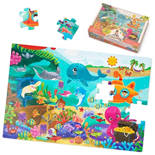 B. Toys ألعاب بي تحت البحر - لغز الأرض للأطفال - ألغاز جigsaw 48 قطعة - لغز للأطفال مع حيوانات المحيط - لعبة تعليمية 24 × 36 بوصة لمغامرة الحياة البحرية الملونة لعمر 3 سنوات - Image 1