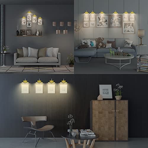 BIGLIGHT Wireless Battery Operated LED Picture Light with Remote, Rotatable Light Heads of 3 Lighting Modes, Dimmable Display Lamp with Timer for Painting Photo Portrait Art, 8.8", Gold - Image 4