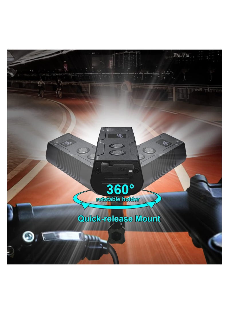 SYOSI Bike Lights, 5000 Lumens 3led Bike Lights for Night Riding, Ride Safely on Rainy and Foggy Days, Super Bright Bike Light, Usb Rechargeable Bike Headlight, 6 Modes, for Adult Bike Mtb Ebike Lights  - Image 4