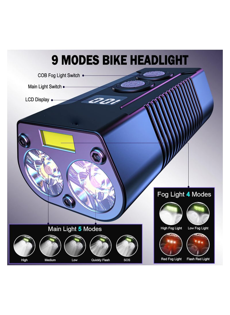 SYOSI Bike Lights, 5000 Lumens 3led Bike Lights for Night Riding, Ride Safely on Rainy and Foggy Days, Super Bright Bike Light, Usb Rechargeable Bike Headlight, 6 Modes, for Adult Bike Mtb Ebike Lights  - Image 3