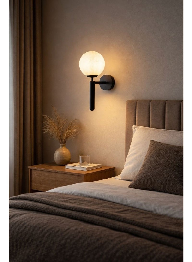 Metal wall light with spherical elegant design using E27 bulb, length 33 cm and width 18 cm for bedrooms - Image 4