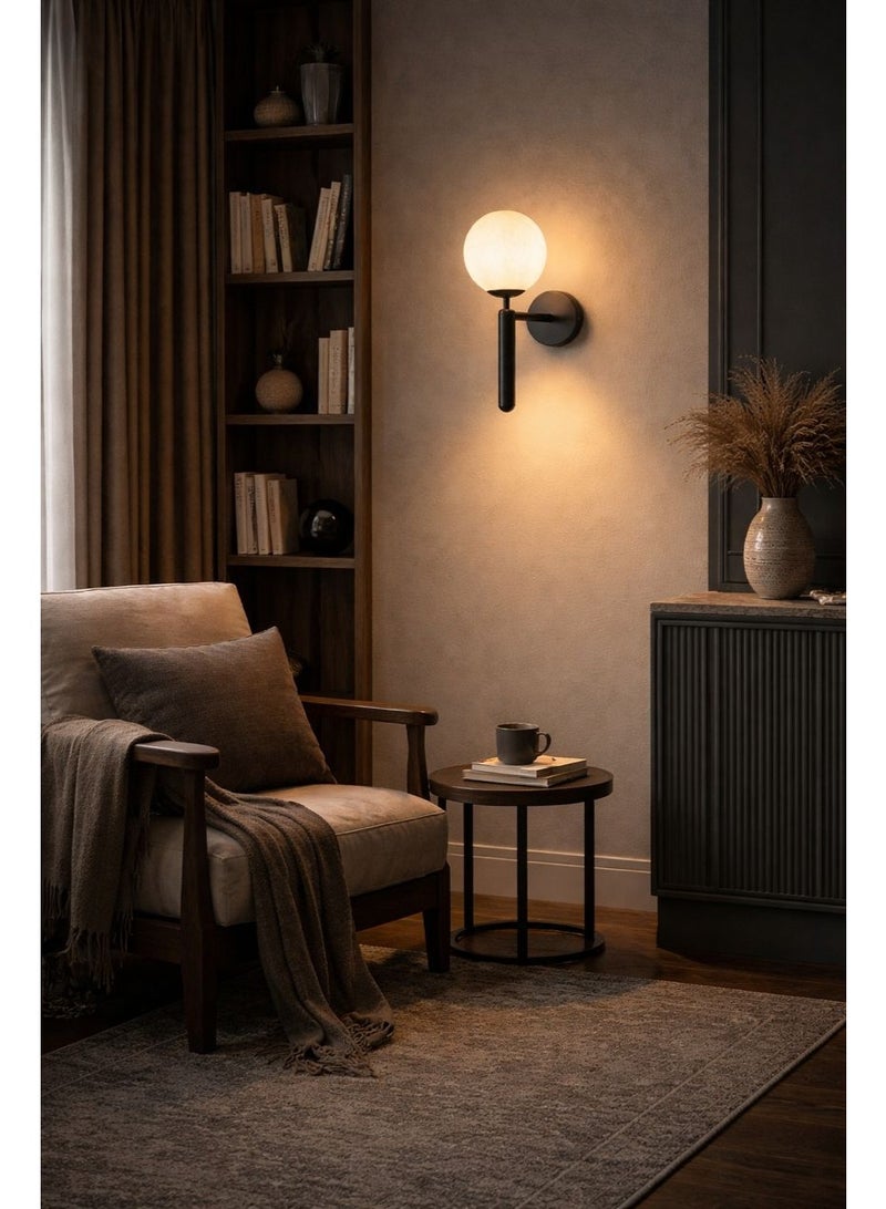 Metal wall light with spherical elegant design using E27 bulb, length 33 cm and width 18 cm for bedrooms - Image 2