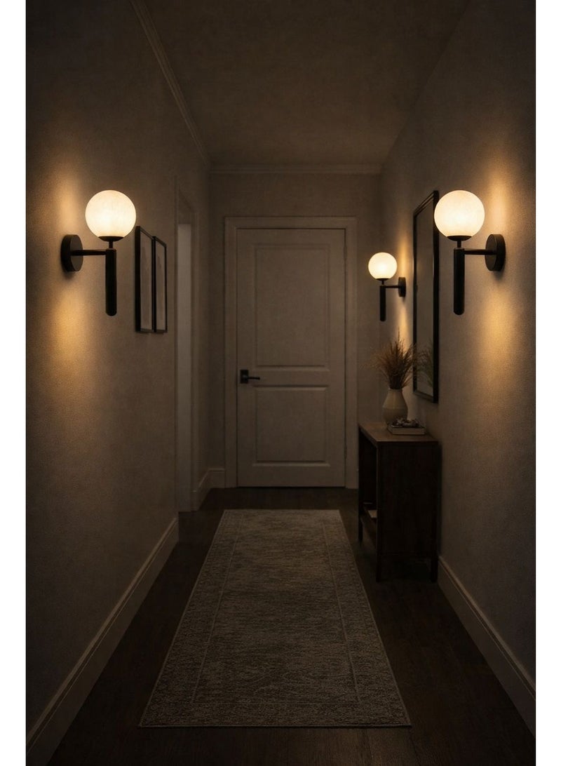Metal wall light with spherical elegant design using E27 bulb, length 33 cm and width 18 cm for bedrooms - Image 3