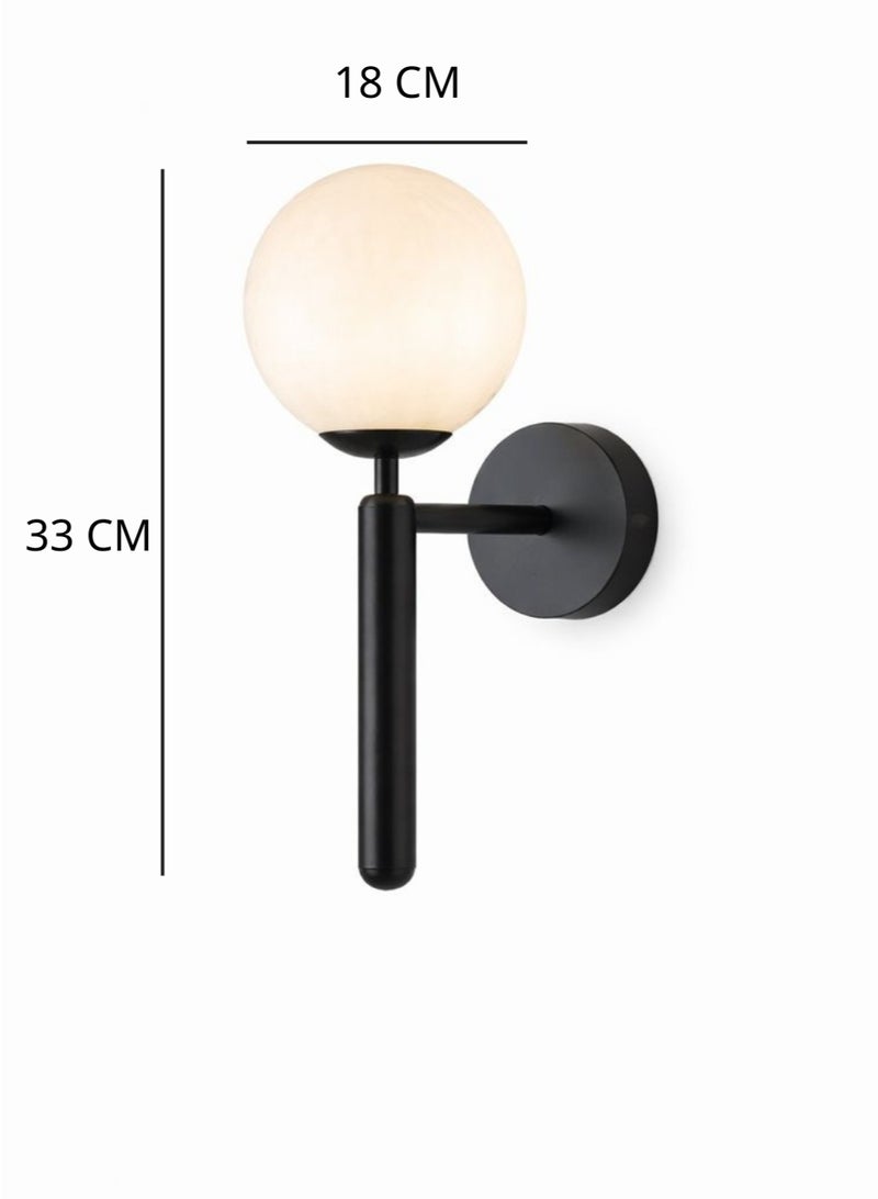 Metal wall light with spherical elegant design using E27 bulb, length 33 cm and width 18 cm for bedrooms - Image 5