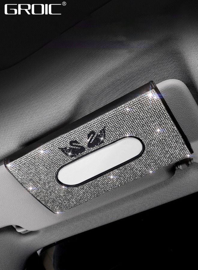 GROIC Car Tissue Holder, Sparkling Bling Car Visor Tissue Holder, Crystals Tissue Case Bling Cute Car Accessories Diamond Napkin Case  - Image 1