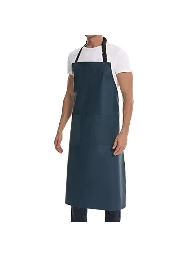 Generic - Waterproof Rubber Vinyl Apron for Unisex Adult with Pockets, Heavy Duty Vinyl Apron - Image 1