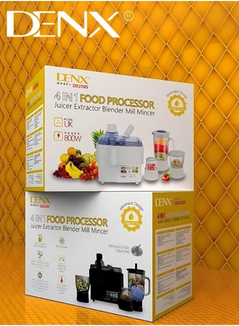 Denx 4-in-1 Food Processor with 29 Functions (Blender, Grinder, Food Processor, Chopper) | 1 Liter | 800 Watts | DX2500 - Image 4