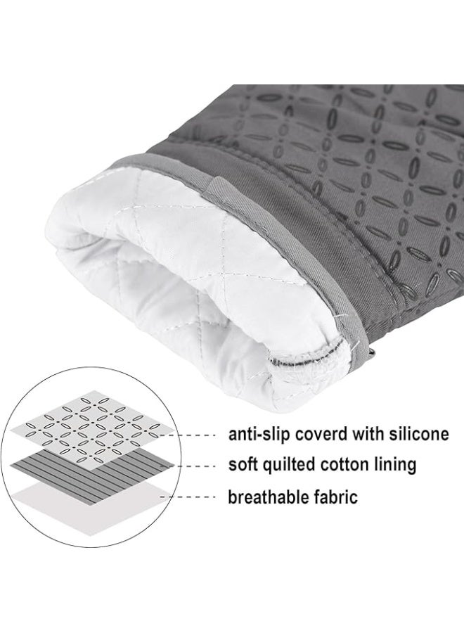 Oven Mitts 6pcs Set Kitchen Oven Glove High Heat Resistant 500 Degree Extra Long Oven Mitts and Potholder with Non-Slip Silicone Surface for Cooking  - Image 3