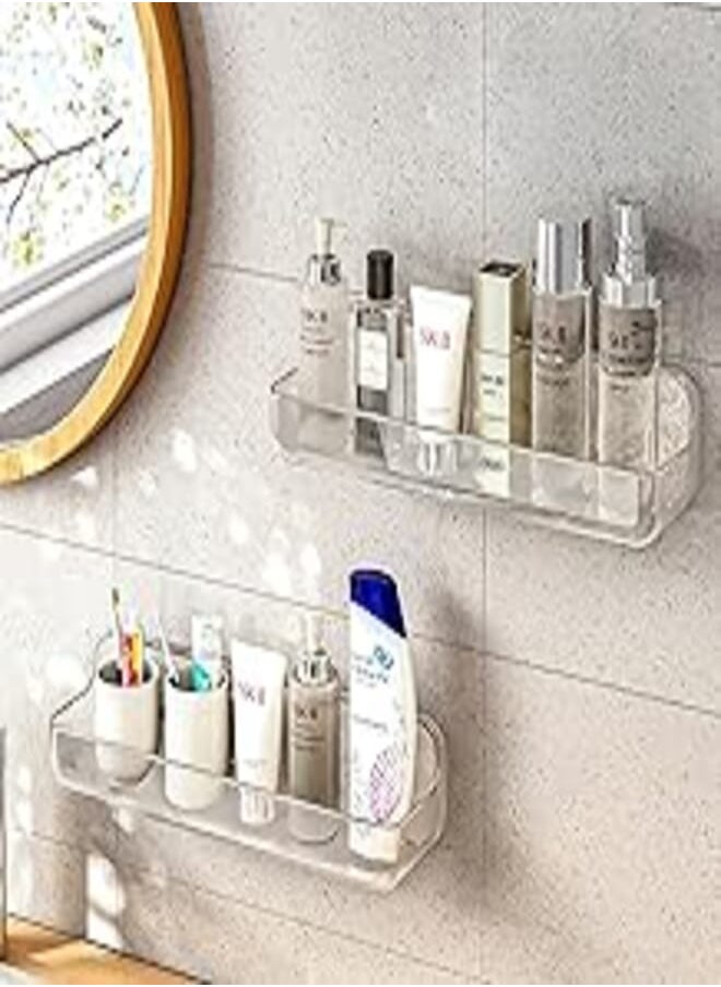 Diesisa Diesisa 2pc Plastic Wall Mount Organizer, Adhesive Shelf, Bathroom Shelves for Wall, Self Adhesive Organizer, No Drilling Hang Walls,with Self Adhesive Tape, for Bathroom, Kitchen, Living Room 
