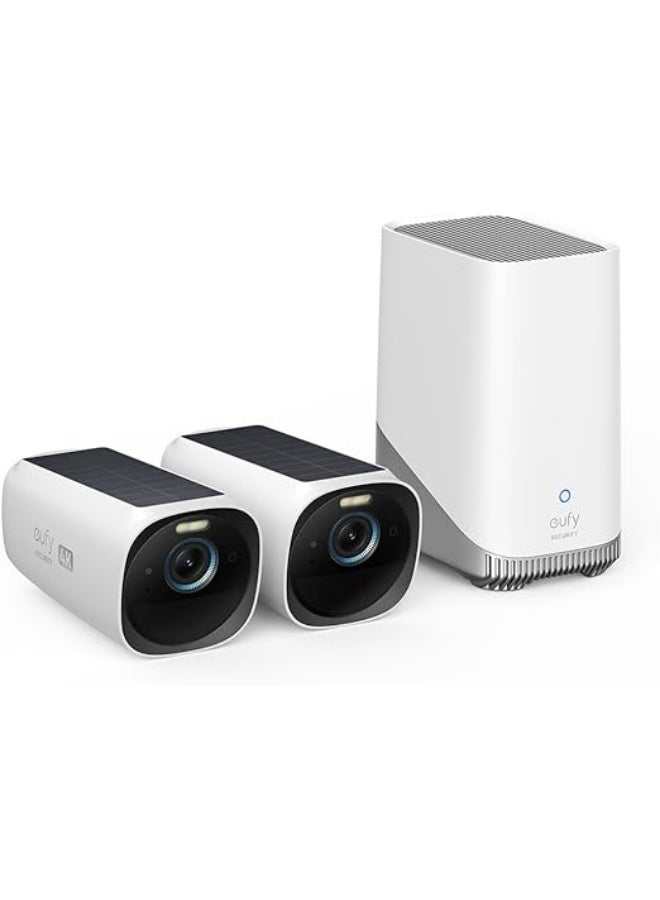 eufy Security eufyCam 3 2-Cam Kit, Security Camera Outdoor Wireless, 4K Camera with Integrated Solar Panel, Forever Power, Face Recognition AI, Expandable Local Storage up to 16TB, No Monthly Fee - Image 1