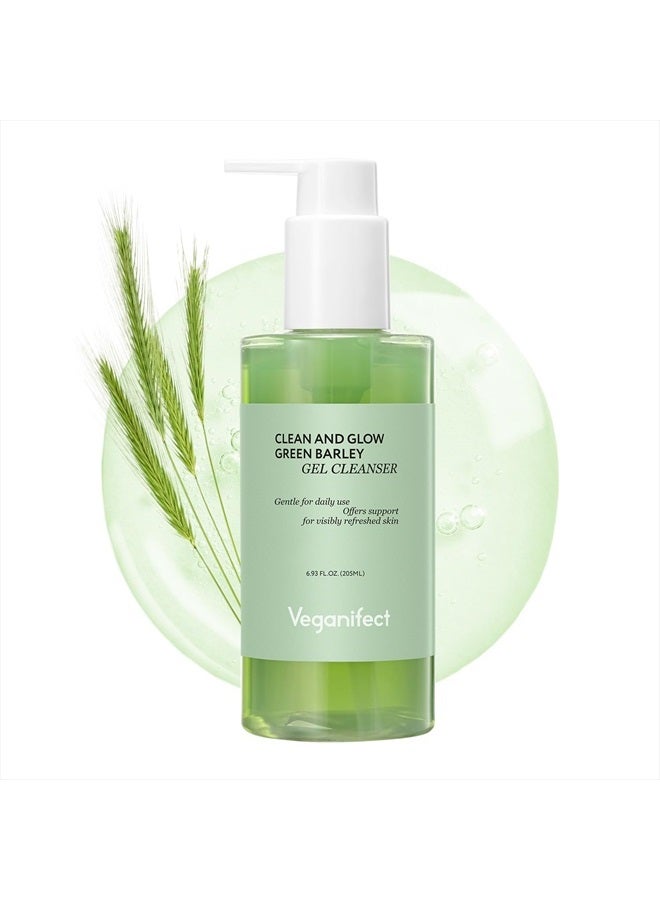 VEGANIFECT Clean and Glow Green Barley Gel Cleanser, Vegan Certified, Hydrating, Improving Skin Texture, Plant Based Oil, 6.93 Fl Oz (New) - Image 1