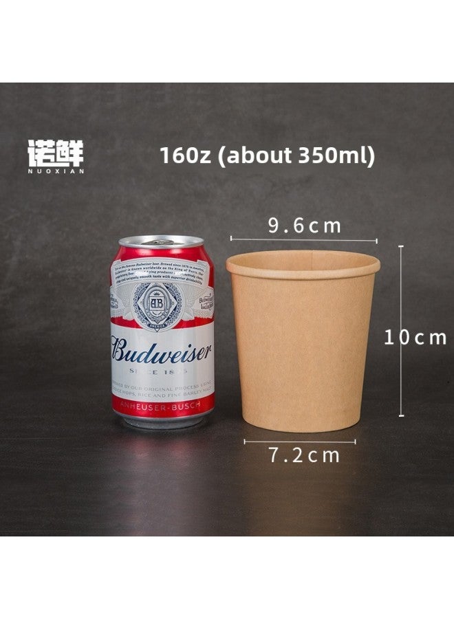 Disposable Paper Bowl Meal Box Kraft Paper Soup Bucket Round Bucking Box Without Lid Take-away Box Bucking Bowl Soup Bowl Porridge Cup-Color:16oz Natural Color Soup Bucket Without Lid - Image 1