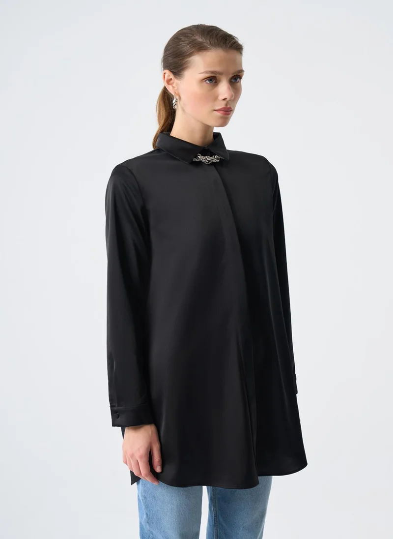 MIZALLE Satin Tunic With Hidden Placket