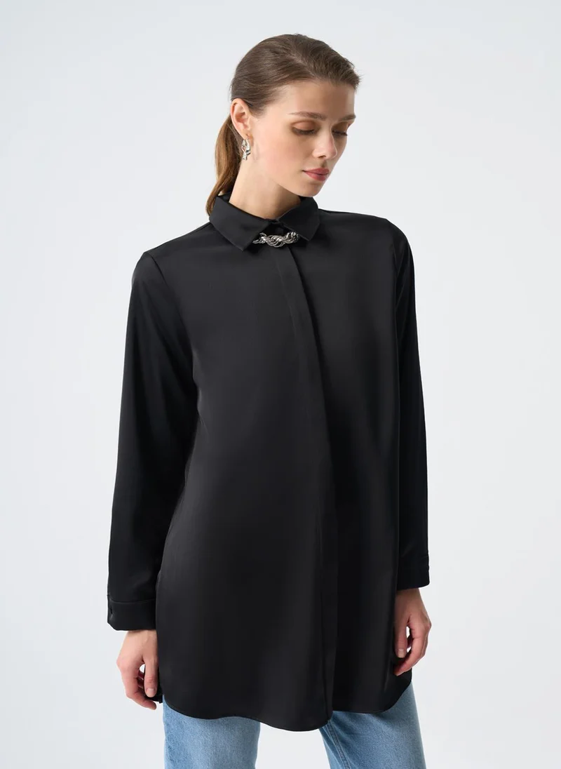 MIZALLE Satin Tunic With Hidden Placket