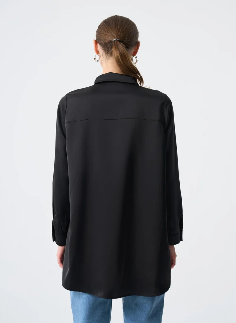MIZALLE Satin Tunic With Hidden Placket