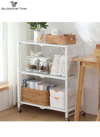 3-Layer Foldable Storage Rack With Universal Wheels, Suitable For Any Occasion, White - pzsku/Z3576E7D7CA638EF473F4Z/45/_/1719200395/44d7d081-6067-4bb1-9867-480c1e64816e