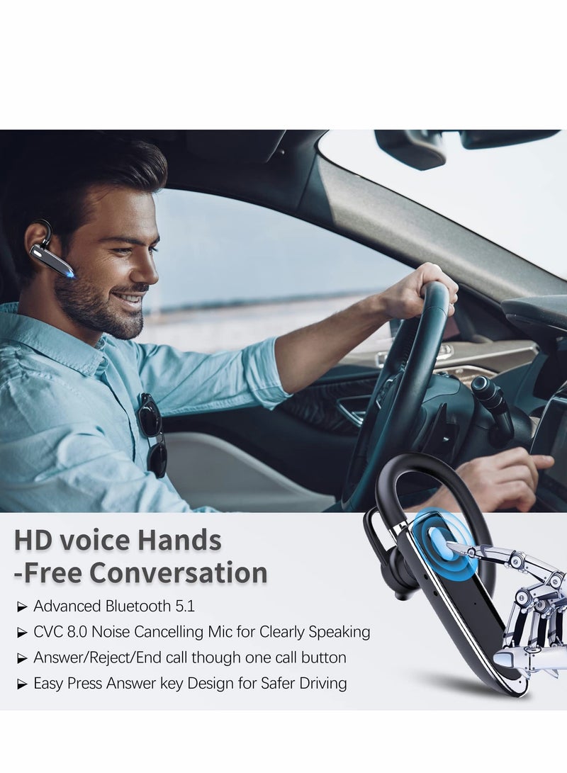 Excefore Bluetooth Earpiece for Cellphone, V5.1 Headset Wireless Headphone with Noise Canceling Microphone Office Driving, Hands-Free Earphones Compatible Android/iOS - Image 4