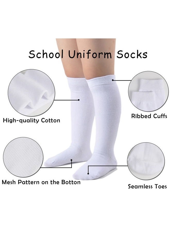EPEIUS Girls Knee High Socks Seamless Cotton School Uniform Socks Kids Boy Over the Calf Sock 3/5 Pack, Plain White 3 Pack, 3-5 years - Image 4