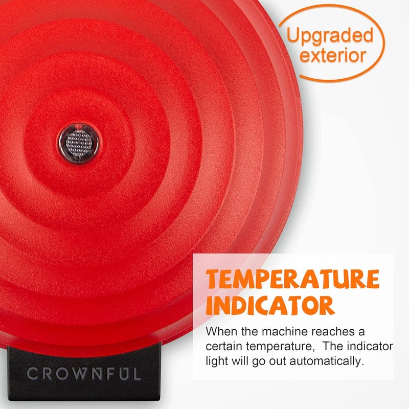 Crownful Mini Waffle Maker Machine, 4 Inch Chaffle Maker with Compact Design, Easy to Clean, Non-Stick Surface, Recipe Guide Included, Perfect for Breakfast, Dessert, Sandwich, or Other Snacks, Red - Image 5