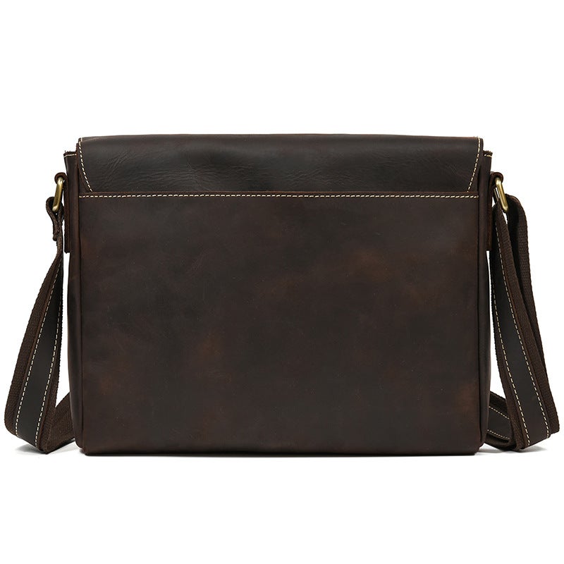 Men'S Genuine Leather Shoulder Bag Crazy Horse Leather Vintage Crossbody Bag Top Layer Cowhide Flip Cover Shoulder Bag Ipad Protective Bag - Image 3
