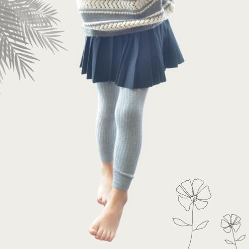 Looching 5 Pack Girls Cotton Cable Knit Classic Solid Ankle Leggings Pants Footless Tights 1-3T Multicolor - Image 5