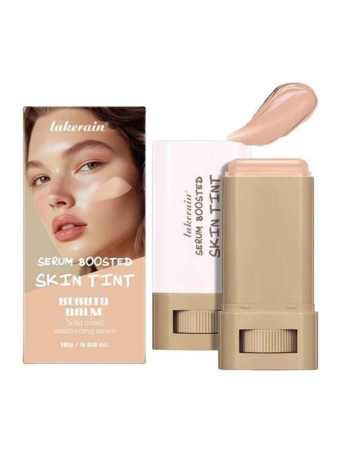 Beauty Balm Serum Boosted Skin Tint, Solid Tinted Moisturizing Serum Foundation Stick, Buildable Medium-to-Full Coverage Contour Stick for Face Makeup