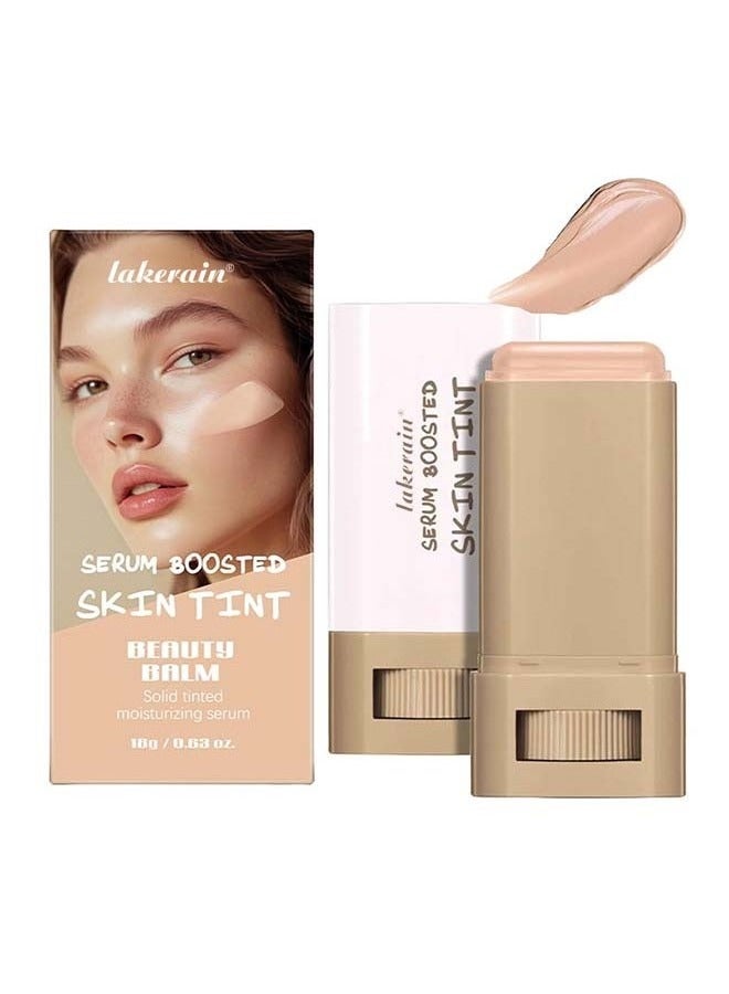 lakerain Beauty Balm Serum Boosted Skin Tint, Solid Tinted Moisturizing Serum Foundation Stick, Buildable Medium-to-Full Coverage Contour Stick for Face Makeup - Image 1