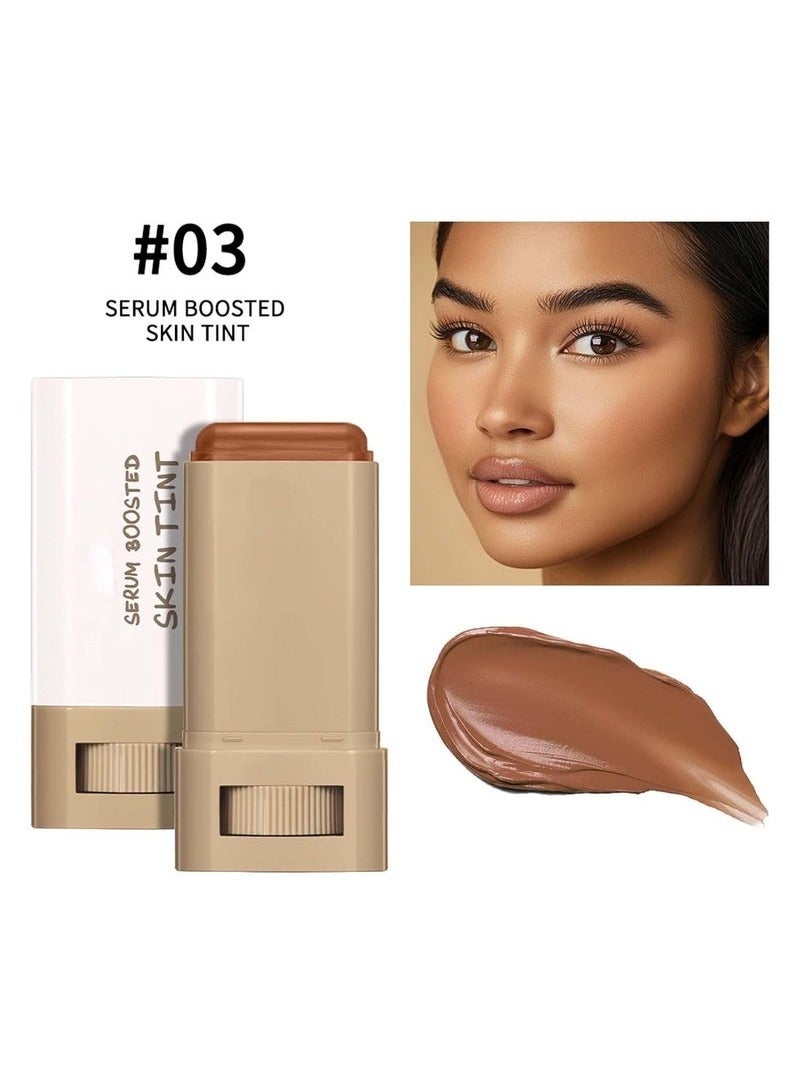 lakerain Beauty Balm Serum Boosted Skin Tint, Solid Tinted Moisturizing Serum Foundation Stick, Buildable Medium-to-Full Coverage Contour Stick for Face Makeup - Image 2