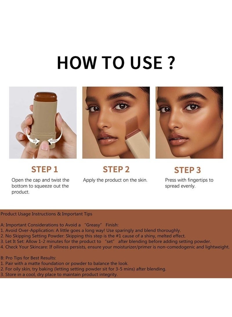 lakerain Beauty Balm Serum Boosted Skin Tint, Solid Tinted Moisturizing Serum Foundation Stick, Buildable Medium-to-Full Coverage Contour Stick for Face Makeup - Image 3