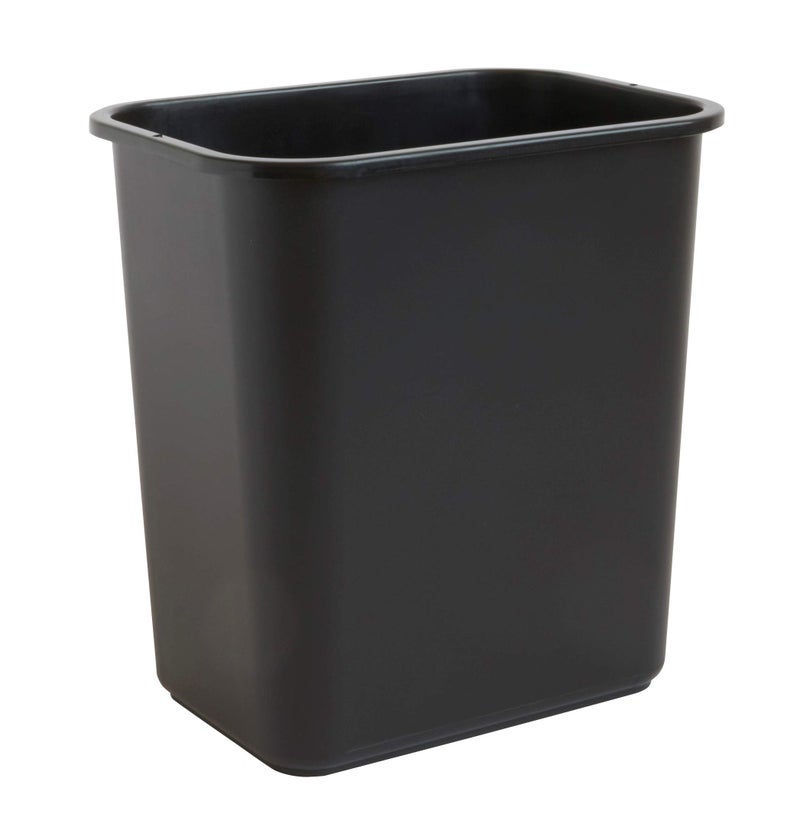 United Solutions 7 Gallon  28 Quart Efficient Trash Wastebasket Fits Under Desk Small Narrow Spaces in Commercial Kitchen Home Office Dorm Easy to Clean Black Pack of 1