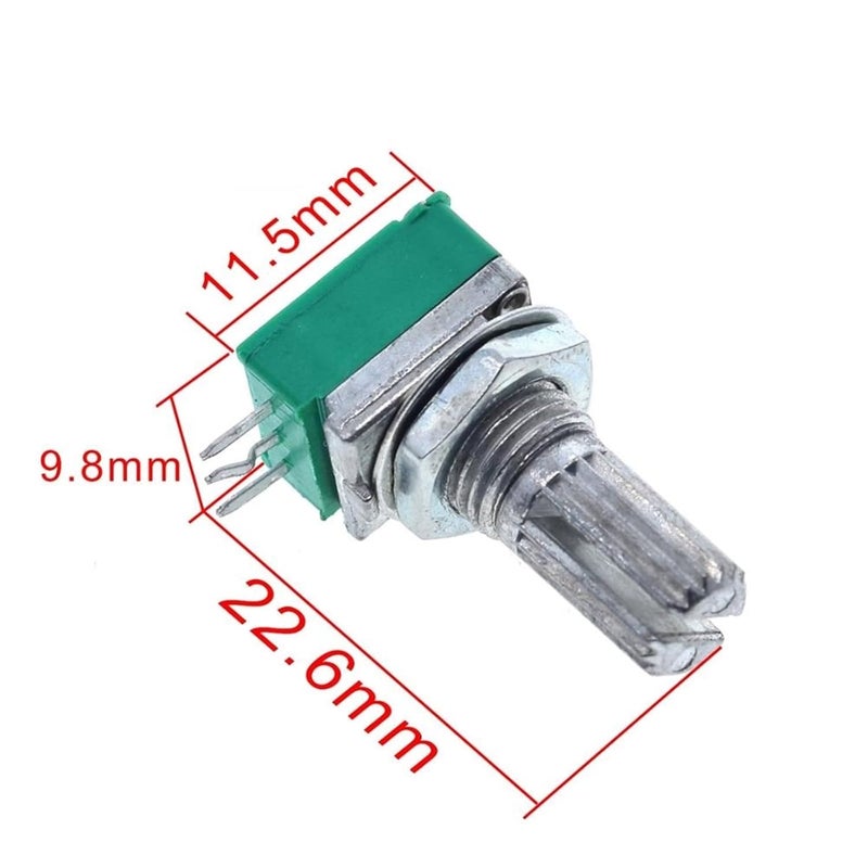 B1K B2K B5K B10K B20K B50K B100K B500K RK097N Audio AmplifierS Sealed Potentiometer 15mm Shaft 3pins 10Pcs(2K Ohm) - Image 4