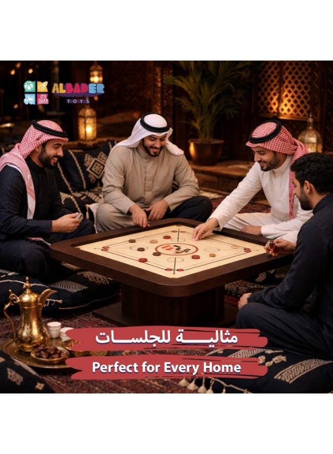 ALBADER Carrom and Baloot 2-in-1 Table for Home and Indoor Play, Smart Multi-Purpose Wooden Table, Professional Smooth Carrom Board, Fixed Base, Easy Conversion, Perfect Size for Floor Sitting, Complete Carrom Coins Included - Image 3