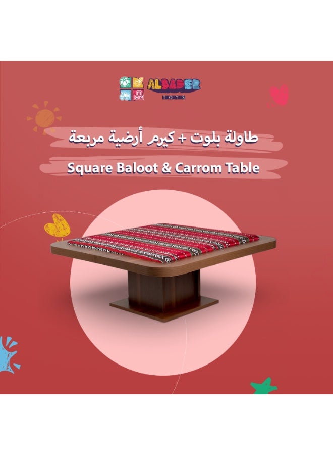 ALBADER Carrom and Baloot 2-in-1 Table for Home and Indoor Play, Smart Multi-Purpose Wooden Table, Professional Smooth Carrom Board, Fixed Base, Easy Conversion, Perfect Size for Floor Sitting, Complete Carrom Coins Included - Image 4