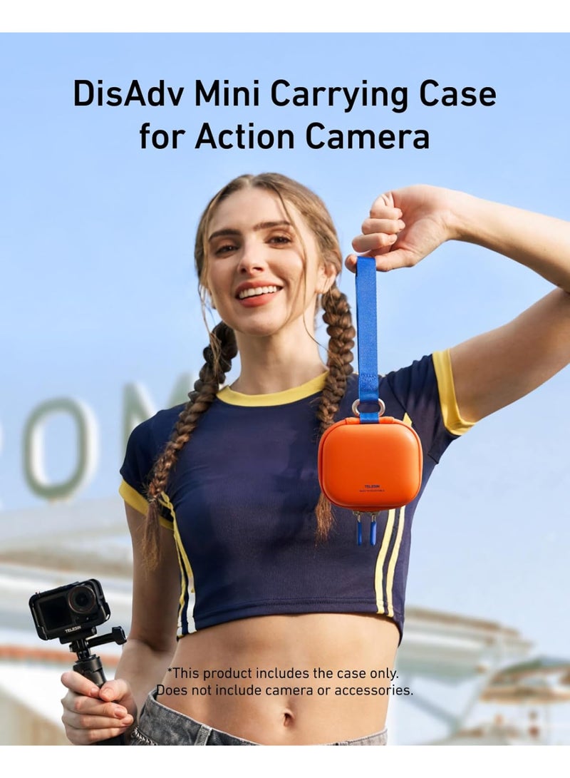 TELESIN حافظة محمولة صغيرة TELESIN DisAdv لكاميرات GoPro HERO/Ace Pro/DJI OSMO/360، حقيبة تخزين سفر صلبة مقاومة للماء لكاميرات الحركة والإكسسوارات، برتقالية - Image 2